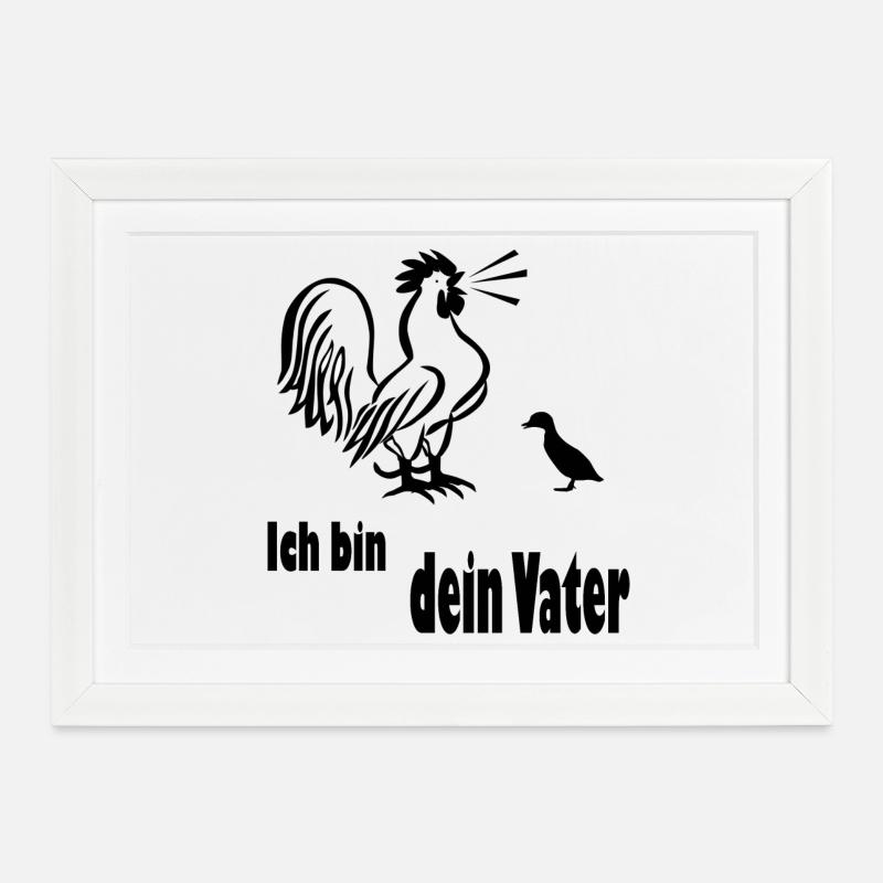 Vater Hahn - Gerahmtes Poster (37 × 27 cm) - Weiß