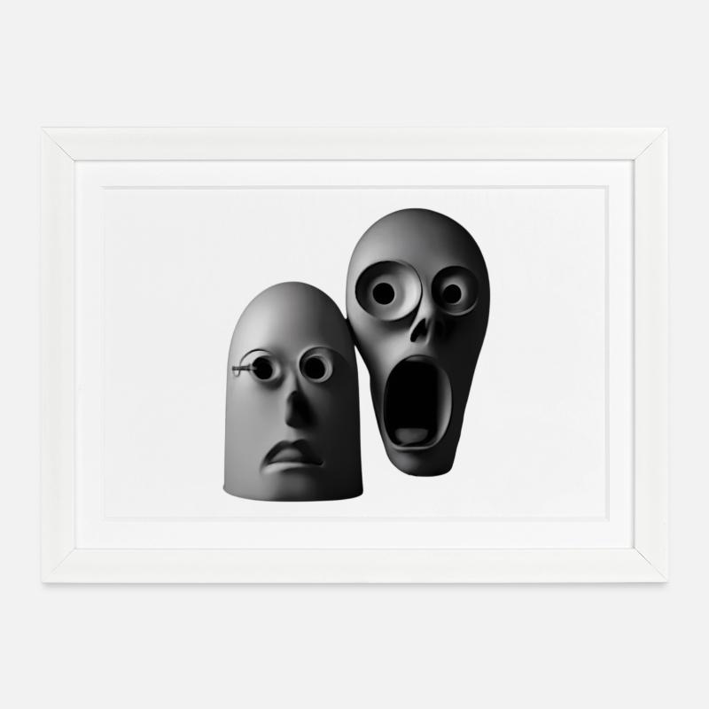 Illustration expressive de masque de crâne - Affiche encadrée (37 × 27 cm) - blanc