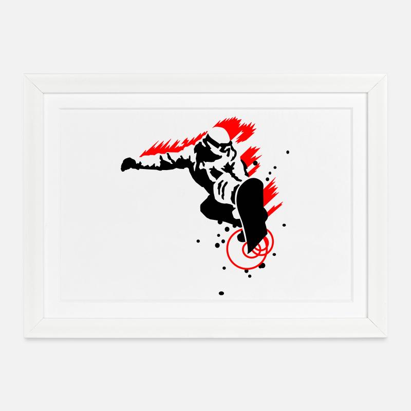 Snowboarders - Affiche encadrée (37 × 27 cm) - blanc
