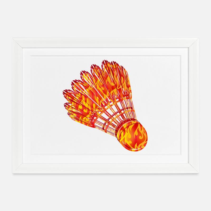 Badminton Badminton Fire Dessin - Affiche encadrée (37 × 27 cm) - blanc