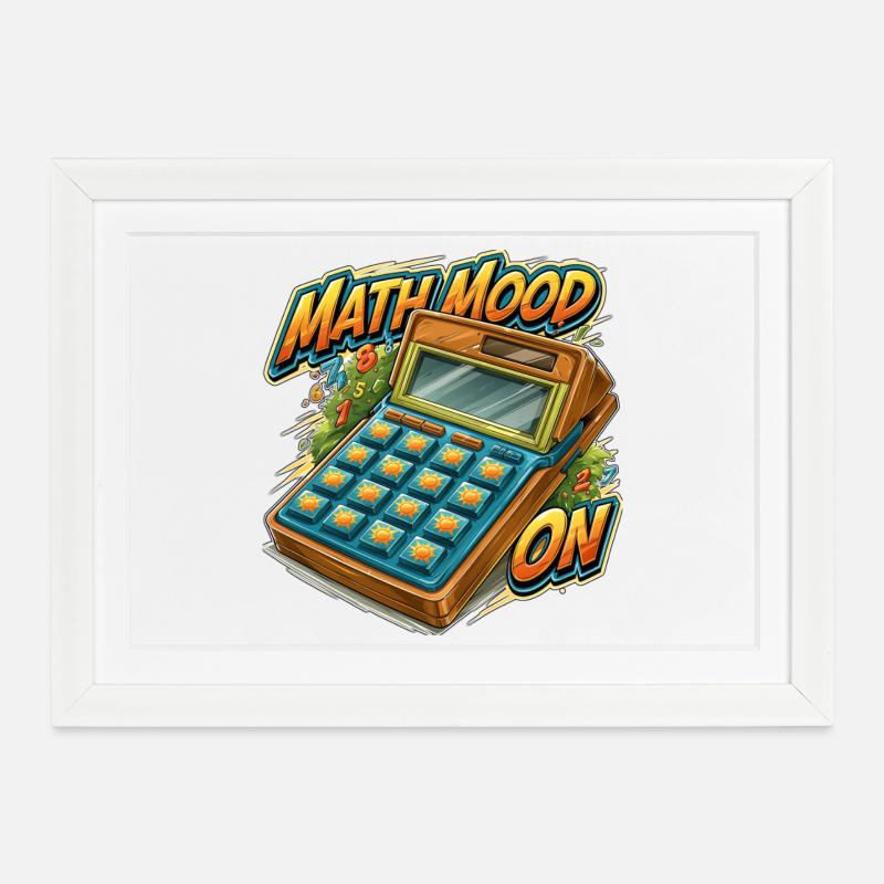 Math Mood On Funny Retro Calculator Graphic for Te - Framed poster (37 × 27 cm) - white
