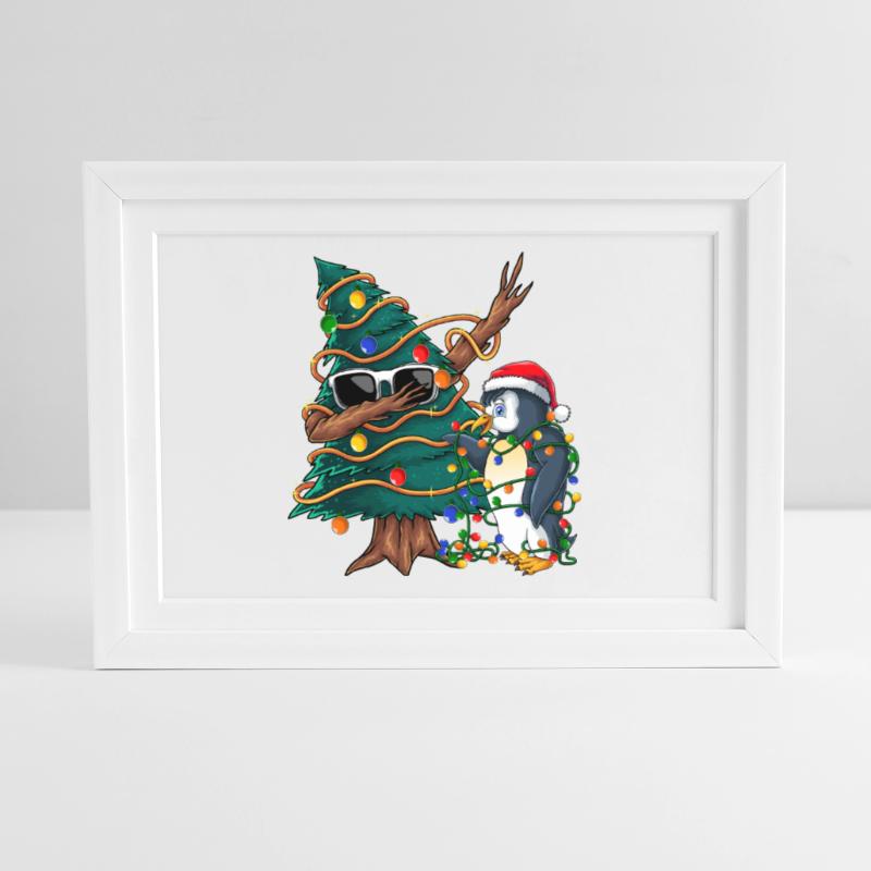 Dapping Tannenbaum -Dapping Weihnachtspullover Gerahmtes Poster (37 × 27 cm)