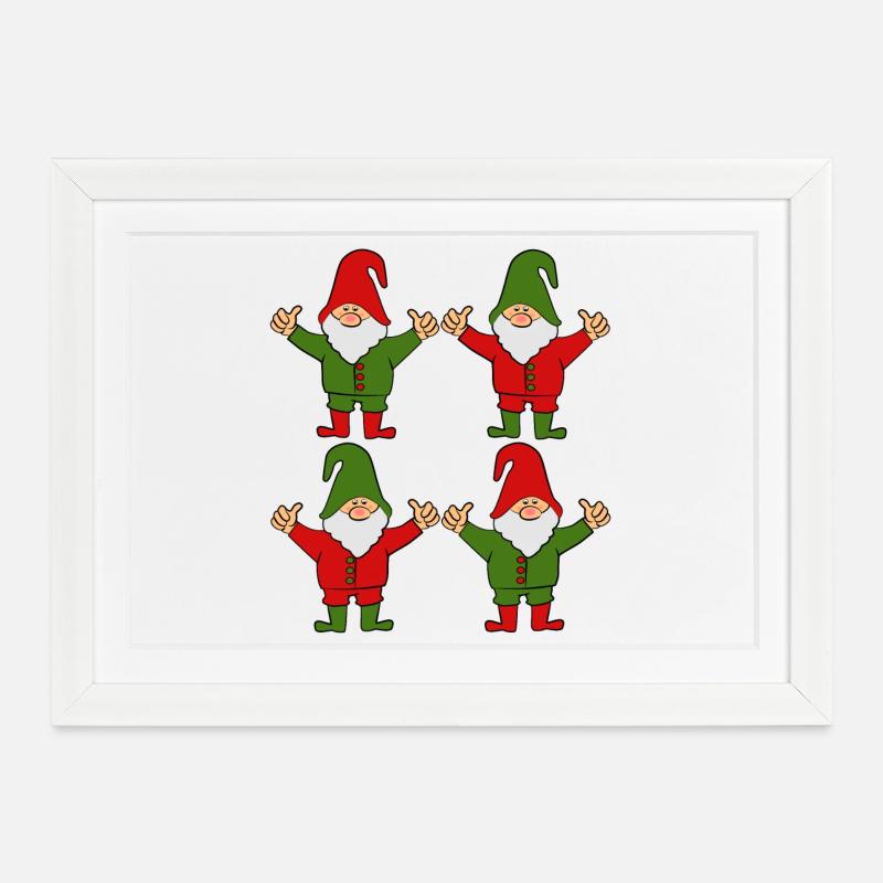 Nains gnomes - Affiche encadrée (37 × 27 cm) - blanc