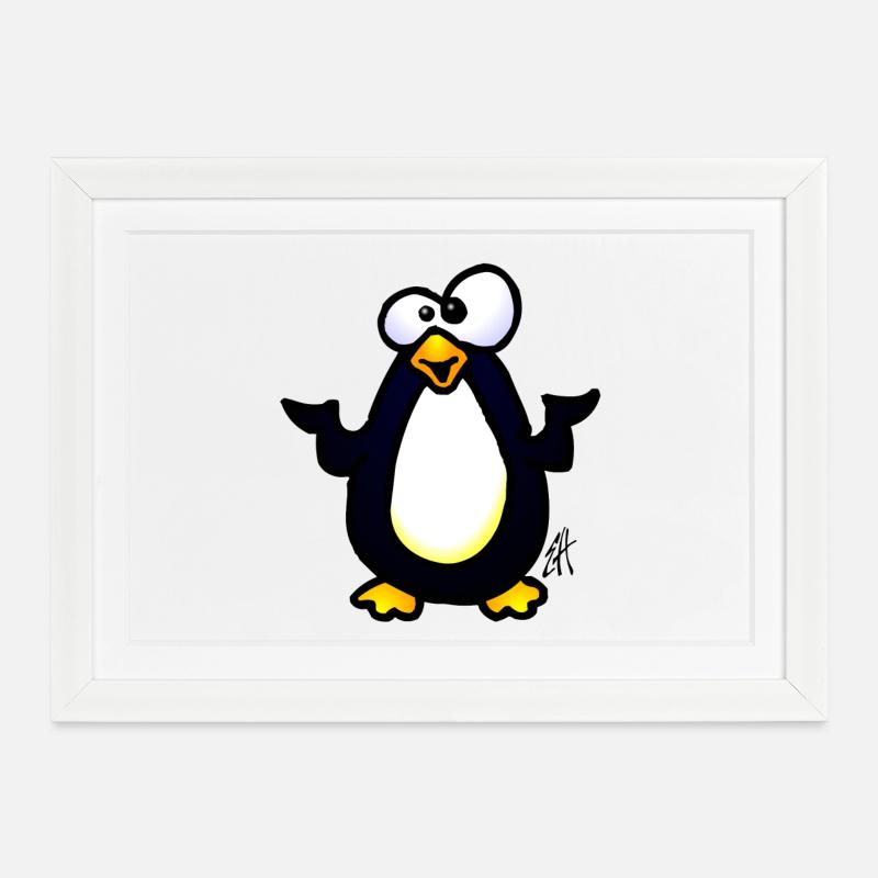 Pinguin - Gerahmtes Poster (37 × 27 cm) - Weiß