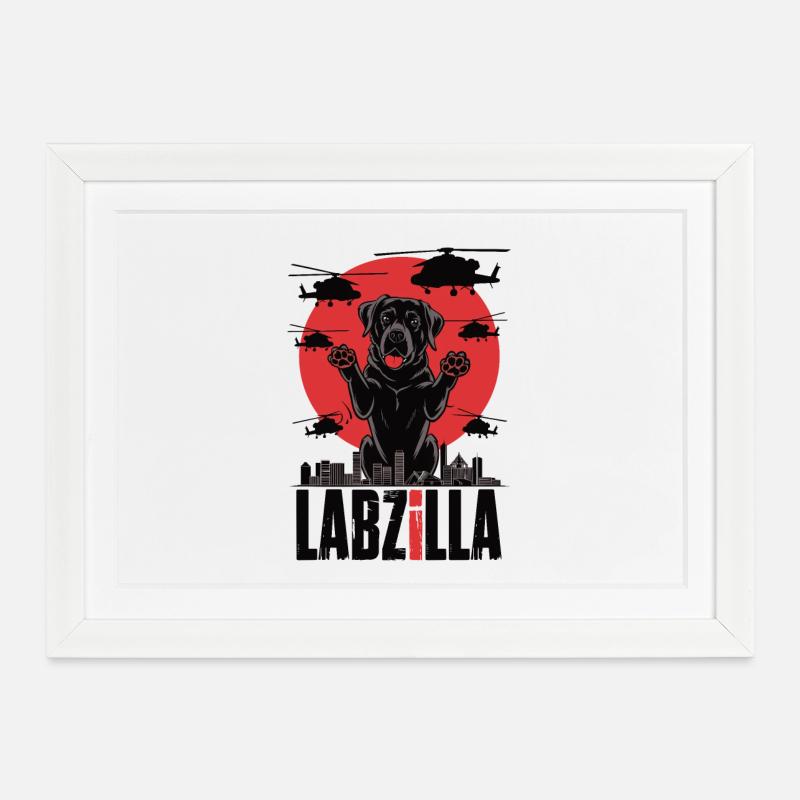 Labzilla - Inramad affisch (37 × 27 cm) - vit