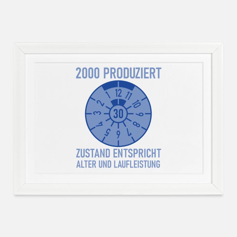 2000 Born 30th Birthday Car Tuning - Framed poster (37 × 27 cm) - white
