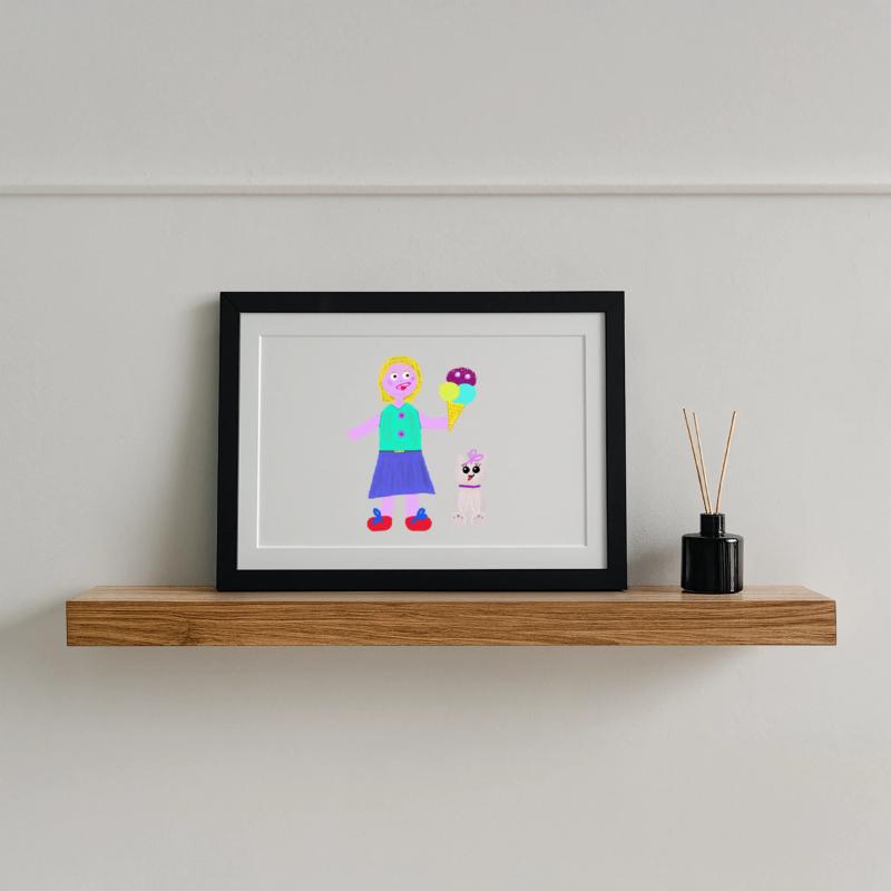 Eiscreme-Mädchen Eiscreme Eiswaffel Eis Framed poster (37 × 27 cm)