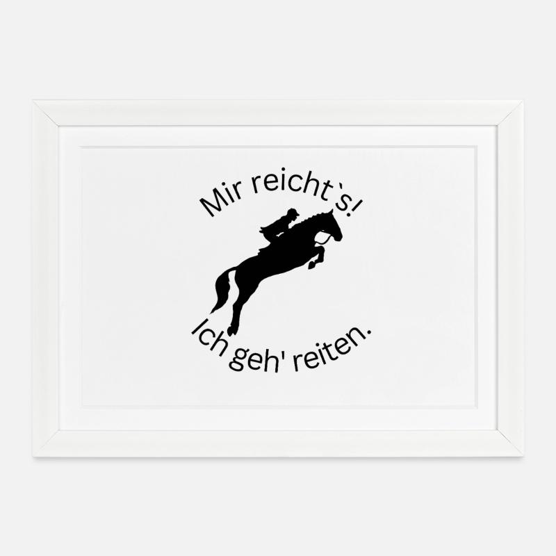 ! J’en ai assez! Je fais de l’équitation - saut d’obstacles - Affiche encadrée (37 × 27 cm) - blanc