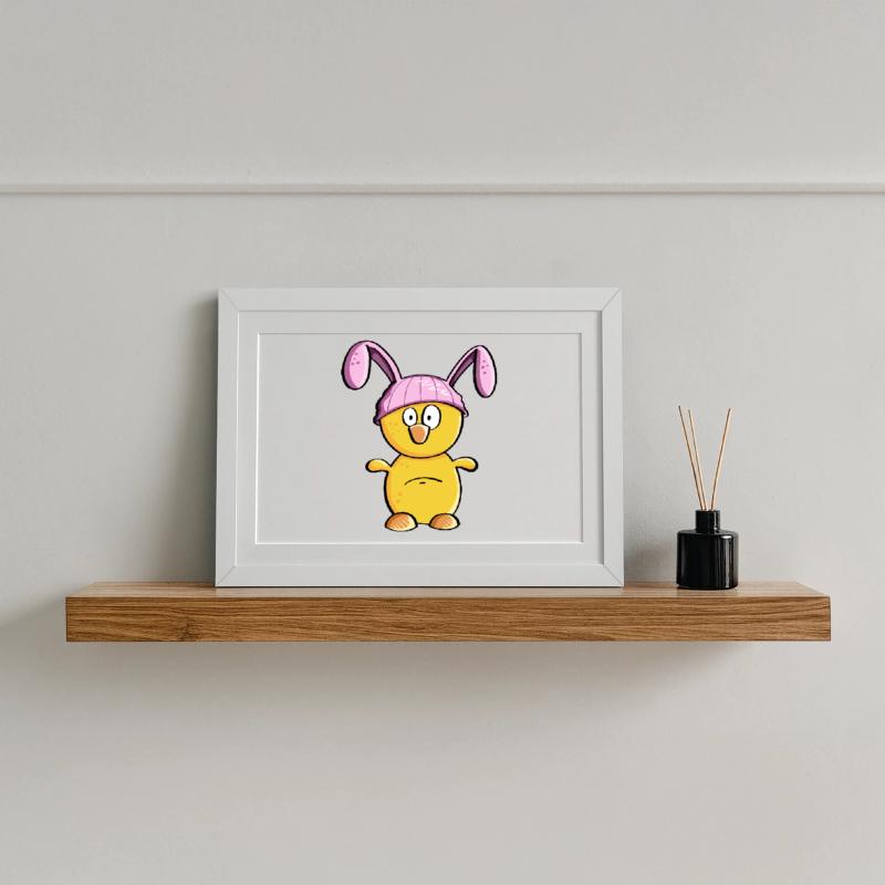 Little chick with Easter bunny hat - Easter Framed poster (37 × 27 cm)