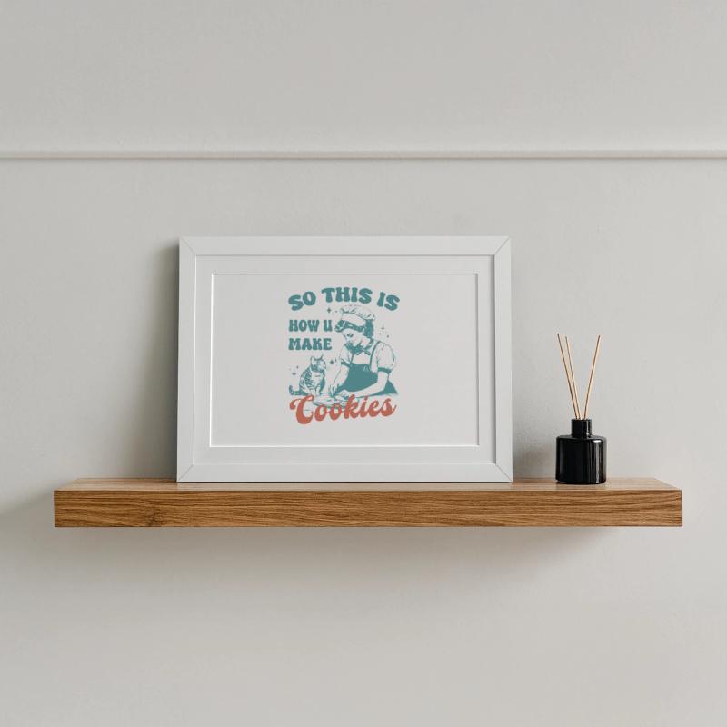 C’est donc comme ça que vous faites des biscuits chat mignon Affiche encadrée (37 × 27 cm)