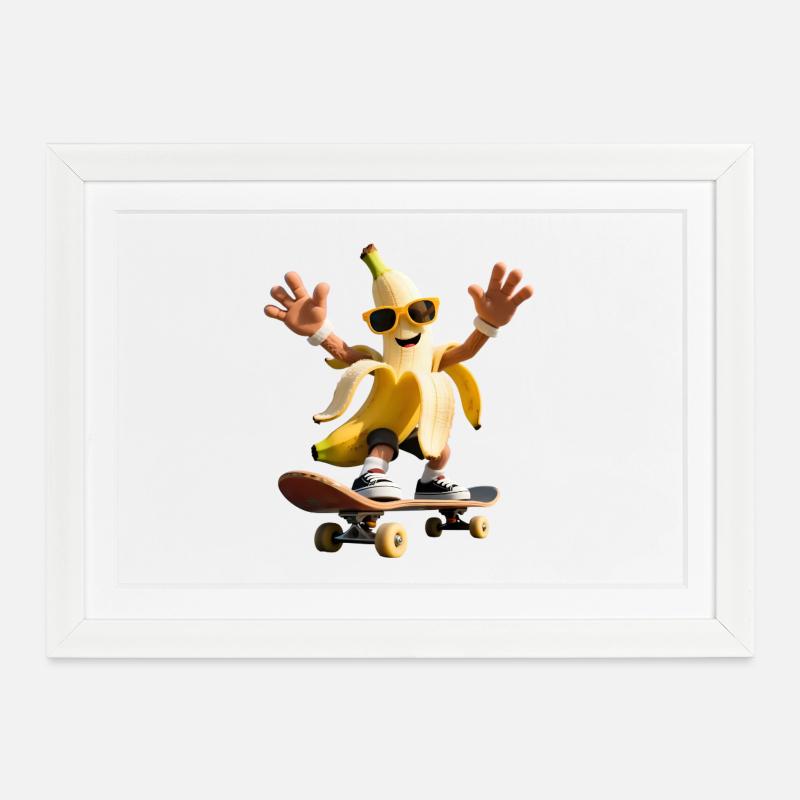 Banane de skateboard cool - Affiche encadrée (37 × 27 cm) - blanc