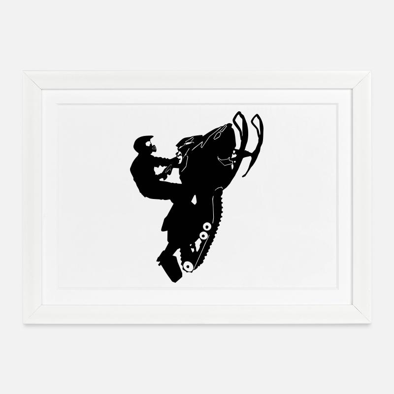 Motoneige pilote Stunts - Affiche encadrée (37 × 27 cm) - blanc