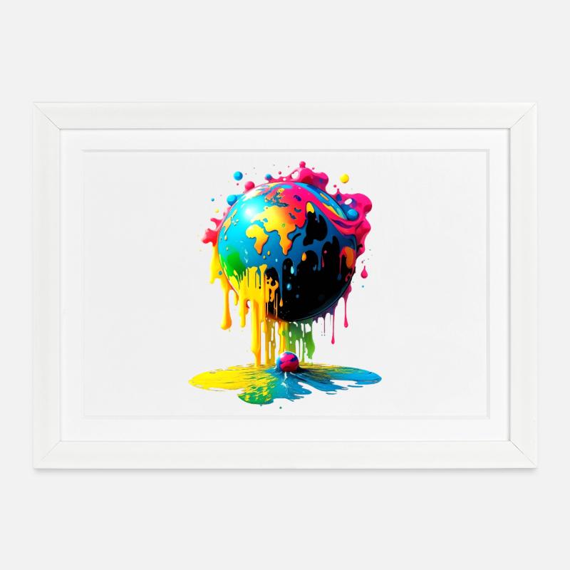 Globus - Erde - Weltkugel - Gerahmtes Poster (37 × 27 cm) - Weiß