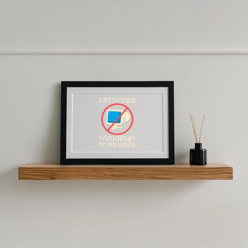 Programmer en train de coder drôle Affiche encadrée (37 × 27 cm)