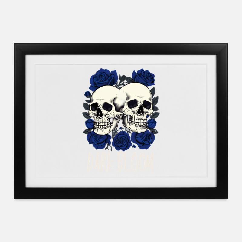 Dark Bloom – Gothic Skulls and Roses - Framed poster (37 × 27 cm) - black