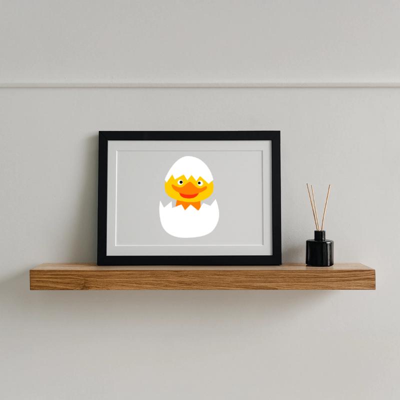 Chick Cute Easter Cute Kids Egg Easter Egg Yellow Framed poster (37 × 27 cm)