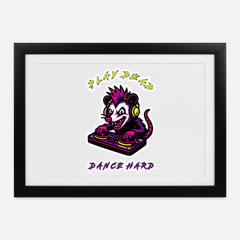 Play Dead Dance Hard Rat DJ - Gerahmtes Poster (37 × 27 cm) - Schwarz