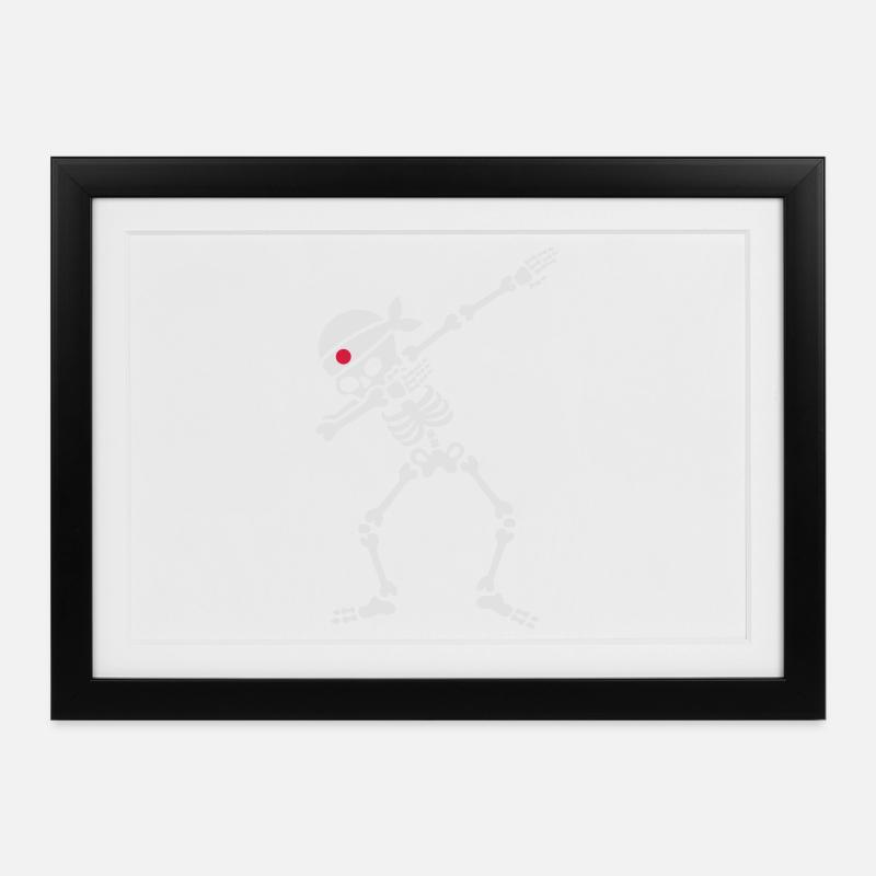 Dab skeleton kamikaze Japan Judo Karate Samurai - Gerahmtes Poster (37 × 27 cm) - Schwarz