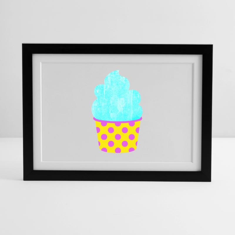 Eis Softeis Eiscreme Punkte Dots Sommer Pastell Framed poster (37 × 27 cm)
