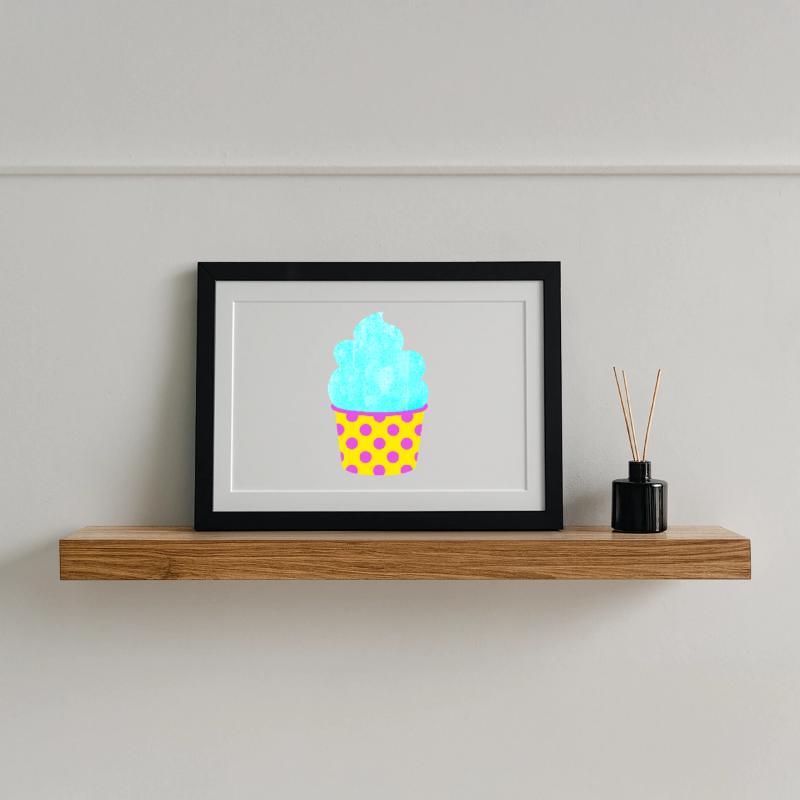 Eis Softeis Eiscreme Punkte Dots Sommer Pastell Framed poster (37 × 27 cm)