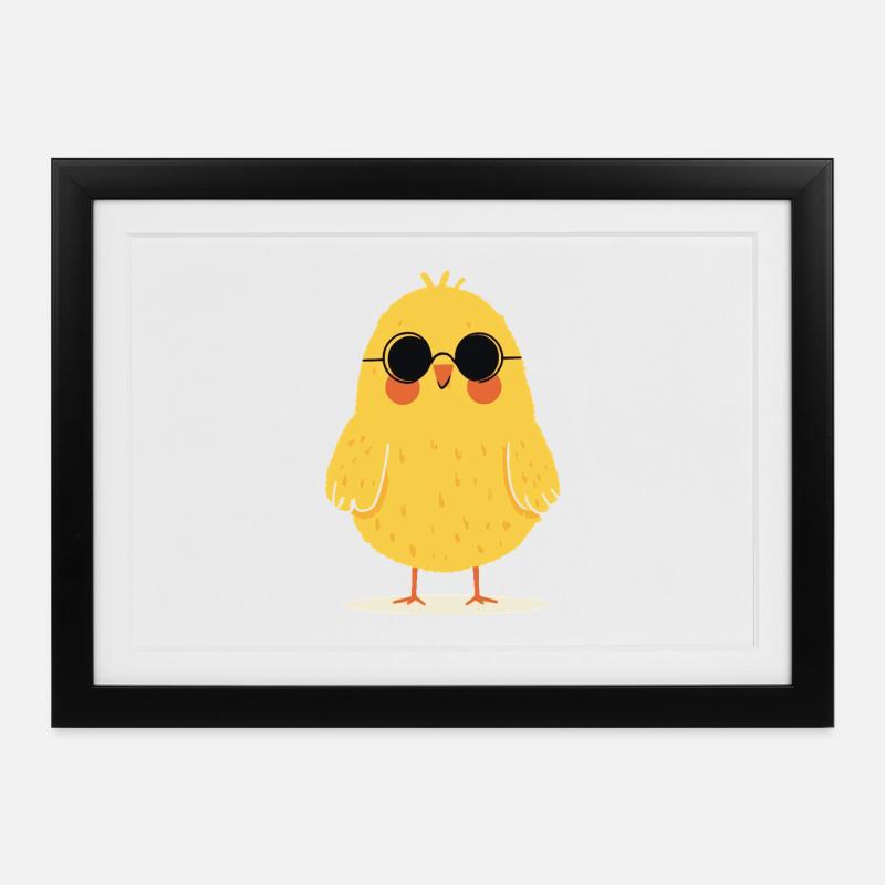 Chick with sunglasses - Framed poster (37 × 27 cm) - black