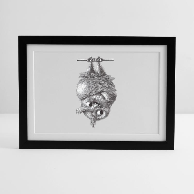 Vampir Eule - Dracula Eule Gerahmtes Poster (37 × 27 cm)