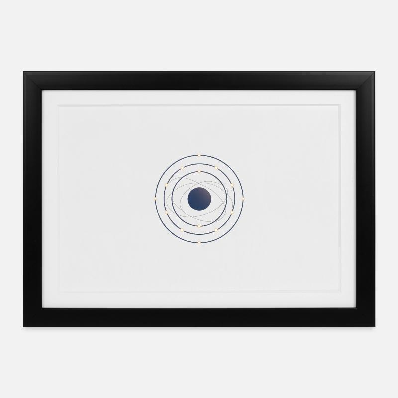 Electron Shell Flow - Wissenschaft in Bewegung - Gerahmtes Poster (37 × 27 cm) - Schwarz
