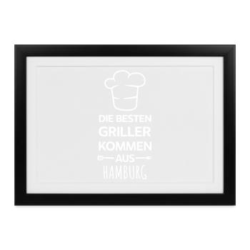Die besten Griller kommen aus Hamburg Design - Gerahmtes Poster (37 × 27 cm) - Schwarz - Vorne