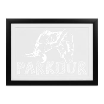 backflip salto parkour freerunning Symbol Grafik - Gerahmtes Poster (37 × 27 cm) - Schwarz - Vorne