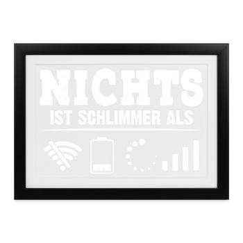 Coder NICHTS IST SCHLIMMER ALS LUSTIG - Gerahmtes Poster (37 × 27 cm) - Schwarz - Vorne