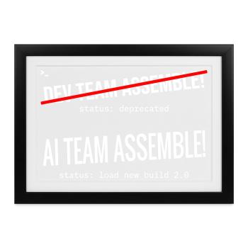 AI Team Assemble – Typografik - Gerahmtes Poster (37 × 27 cm) - Schwarz - Vorne
