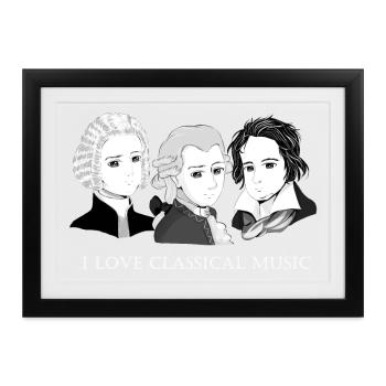 Bach - Mozart - Beethoven: I Love Classical Music - Gerahmtes Poster (37 × 27 cm) - Schwarz - Vorne