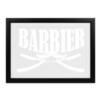 barber barbier shirt - Gerahmtes Poster (37 × 27 cm) - Schwarz - Vorne