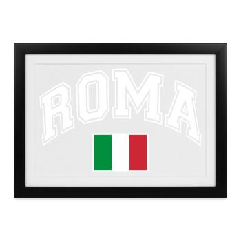 Rom Roma Rome Italien Flagge - Gerahmtes Poster (37 × 27 cm) - Schwarz - Vorne