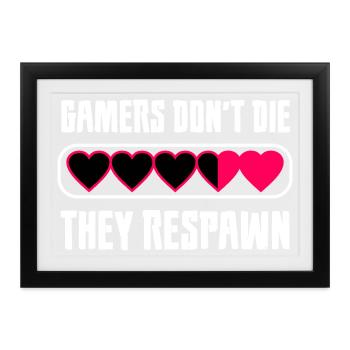 Gamer Herz Botschaft - Gerahmtes Poster (37 × 27 cm) - Schwarz - Vorne