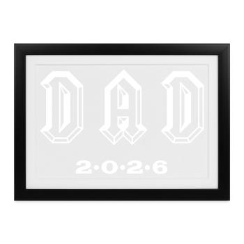 Dad 26 Vater Baby Papa 2026 Vatertagsgeschenk - Gerahmtes Poster (37 × 27 cm) - Schwarz - Vorne