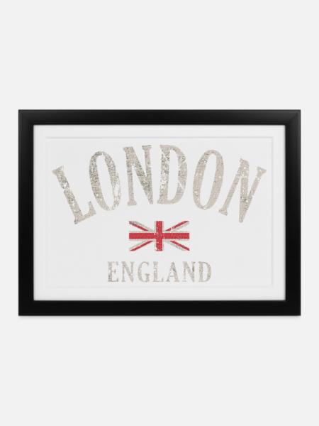 Vintage London Union Jack - Gerahmtes Poster (37 × 27 cm) - Schwarz