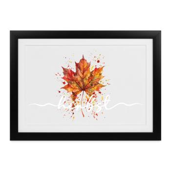 Herbst | Herbstblatt Aquarell - Gerahmtes Poster (37 × 27 cm) - Schwarz - Vorne