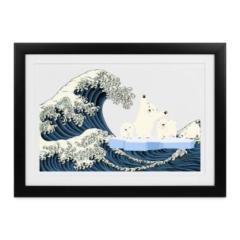 T Shirt écologie climat ours polaire réchauffement - Affiche encadrée (37 × 27 cm) - noir - Devant