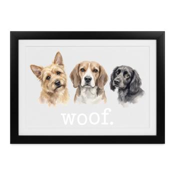 Hunde Wuff Lustige Hundeliebhaber Lustiges Wuff - Gerahmtes Poster (37 × 27 cm) - Schwarz - Vorne
