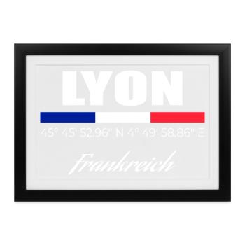 Lyon - Gerahmtes Poster (37 × 27 cm) - Schwarz - Vorne