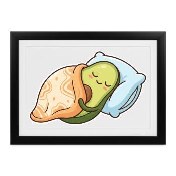 Avocado Schlafen - Gerahmtes Poster (37 × 27 cm) - Schwarz - Vorne