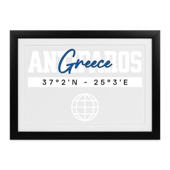 Antiparos Griechenland Koordinaten Reise Souvenir - Gerahmtes Poster (37 × 27 cm) - Schwarz - Vorne