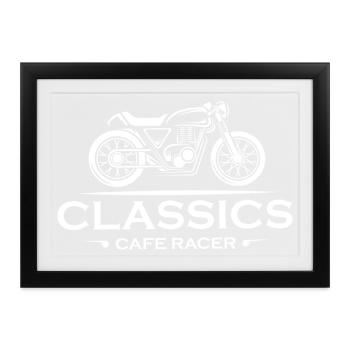 cafe racer symbol classic biker Motorrad retro - Gerahmtes Poster (37 × 27 cm) - Schwarz - Vorne
