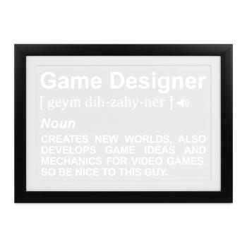 Game Designer Bedeutung - Gerahmtes Poster (37 × 27 cm) - Schwarz - Vorne
