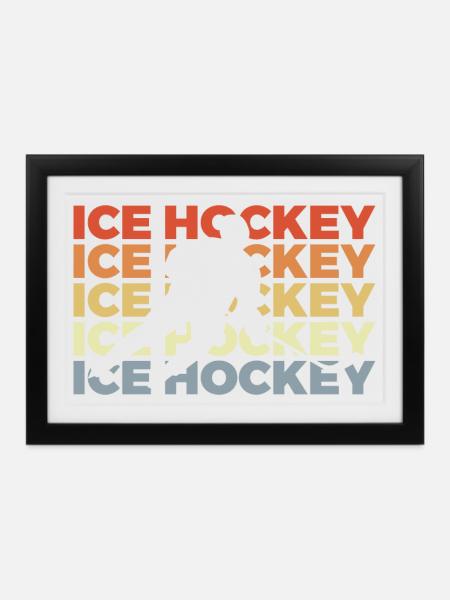 Ice Hockey Vintage Look - Gerahmtes Poster (37 × 27 cm) - Schwarz