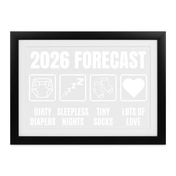 Baby kommt bald 2026 Wettervorhersage Lustige Babyparty - Gerahmtes Poster (37 × 27 cm) - Schwarz - Vorne