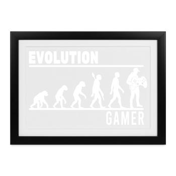 evolution gamer - Gerahmtes Poster (37 × 27 cm) - Schwarz - Vorne