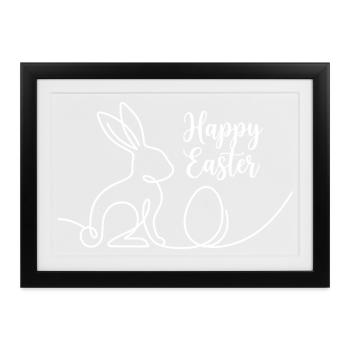 Happy Easter, Cute Bunny Easter Shirt - Gerahmtes Poster (37 × 27 cm) - Schwarz - Vorne