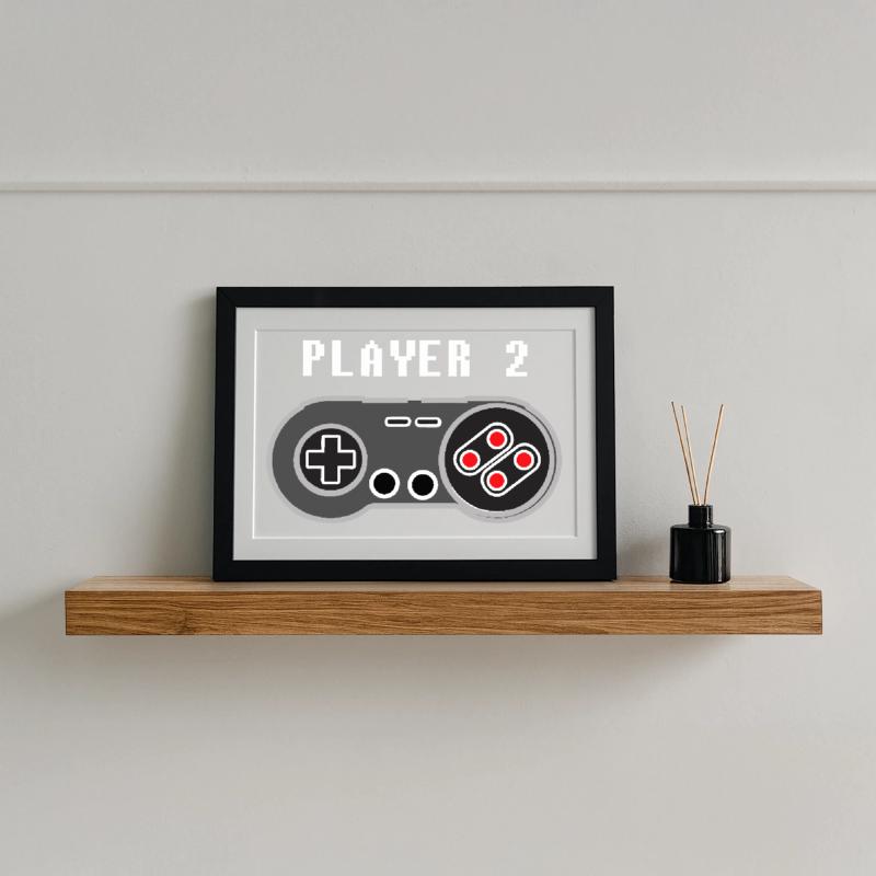 Player 2 Pixel Controller Graphic Framed poster (37 × 27 cm)